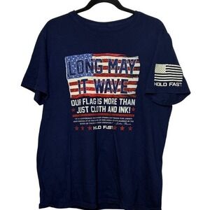 Hold Fast Patriotic Navy Blue T-shirt Unisex Mens L 100% Cotton American Veteran